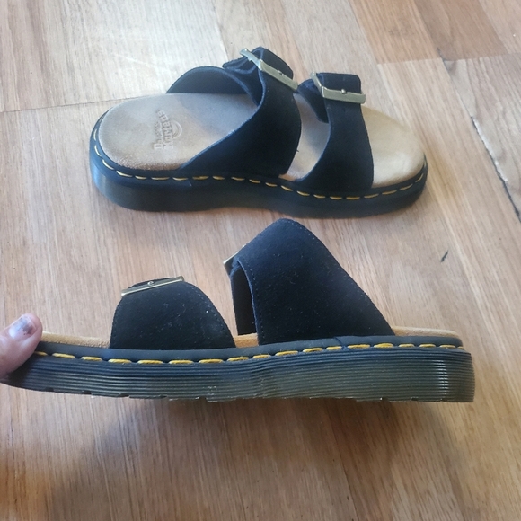 Dr Martens Josef Suede Slide Sandals In Black With Adjustable Straps, Size 6 - Picture 5 of 11